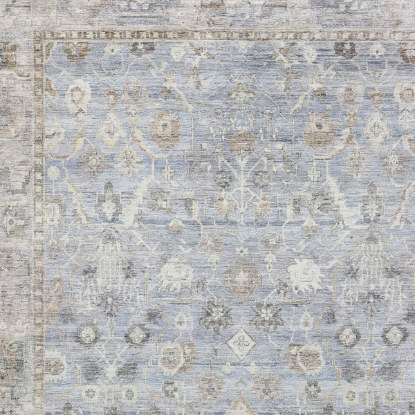 HomeRoots 9' X 12' Sky Blue & Ivory Oriental Area Rug - Washable, UV-Protected, Durable & Pet-Friendly Design 700918
