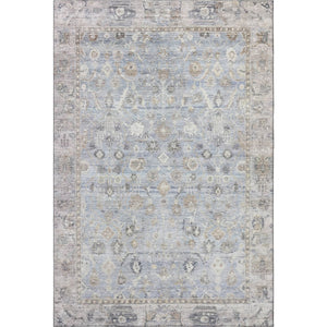 HomeRoots 9' X 12' Sky Blue & Ivory Oriental Area Rug - Washable, UV-Protected, Durable & Pet-Friendly Design 700918