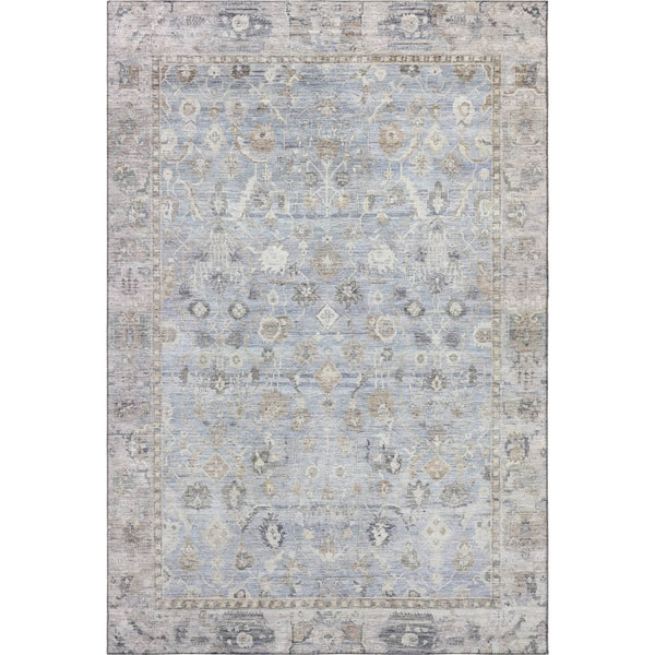 HomeRoots 9' X 12' Sky Blue & Ivory Oriental Area Rug - Washable, UV-Protected, Durable & Pet-Friendly Design 700918