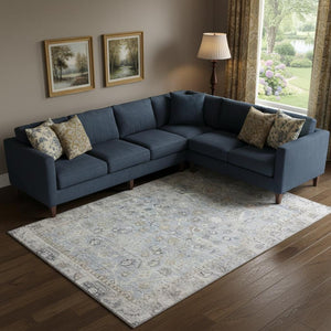 HomeRoots 10' Sky Blue and Ivory Oriental Area Rug - Washable, UV Protected, Stain Resistant for High-Traffic Spaces 700919