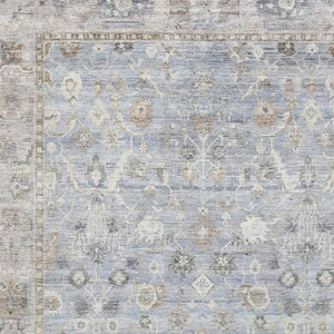 HomeRoots 10' Sky Blue and Ivory Oriental Area Rug - Washable, UV Protected, Stain Resistant for High-Traffic Spaces 700919