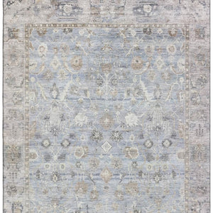 HomeRoots 10' Sky Blue and Ivory Oriental Area Rug - Washable, UV Protected, Stain Resistant for High-Traffic Spaces 700919