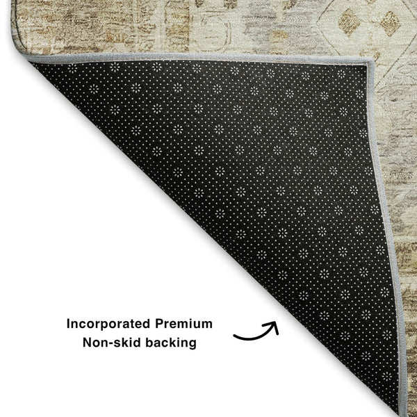 HomeRoots 5' X 8' Classic Taupe & Beige Oriental Washable Area Rug with UV Protection for Family Spaces 700921