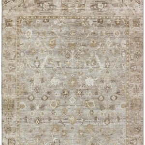 HomeRoots 8' X 10' Elegant Taupe and Beige Oriental Area Rug – Stain-Resistant, UV-Protected, Non-Slip Design 700923