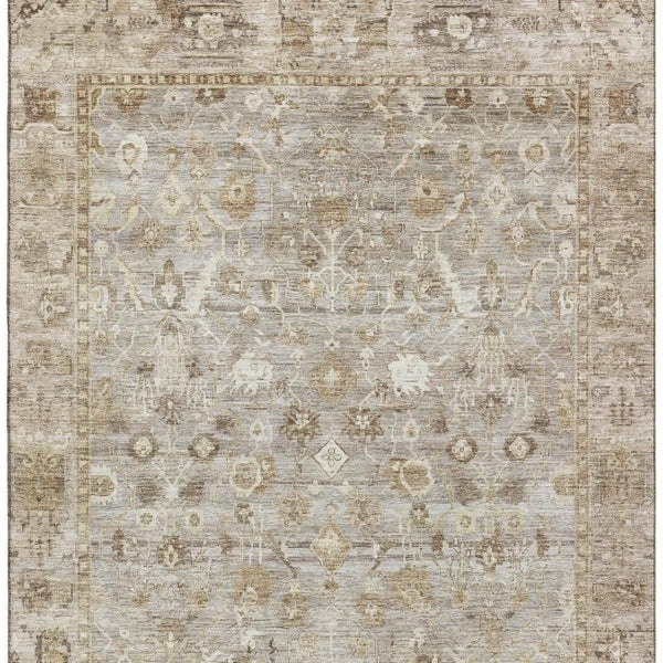 HomeRoots 8' X 10' Elegant Taupe and Beige Oriental Area Rug – Stain-Resistant, UV-Protected, Non-Slip Design 700923