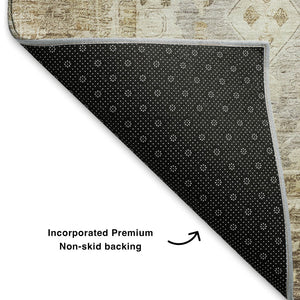 HomeRoots 10' X 14' Taupe And Beige Oriental Washable Area Rug - Stylish, Durable & UV-Protected Perfection! 700925