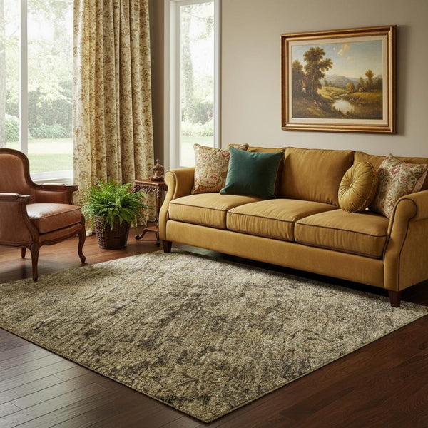 HomeRoots 5' X 8' Brown and Beige Oriental Area Rug – Durable, Washable, UV-Protected for Busy Homes & Families 700927