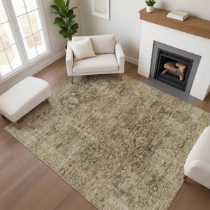 HomeRoots 5' X 8' Brown and Beige Oriental Area Rug – Durable, Washable, UV-Protected for Busy Homes & Families 700927