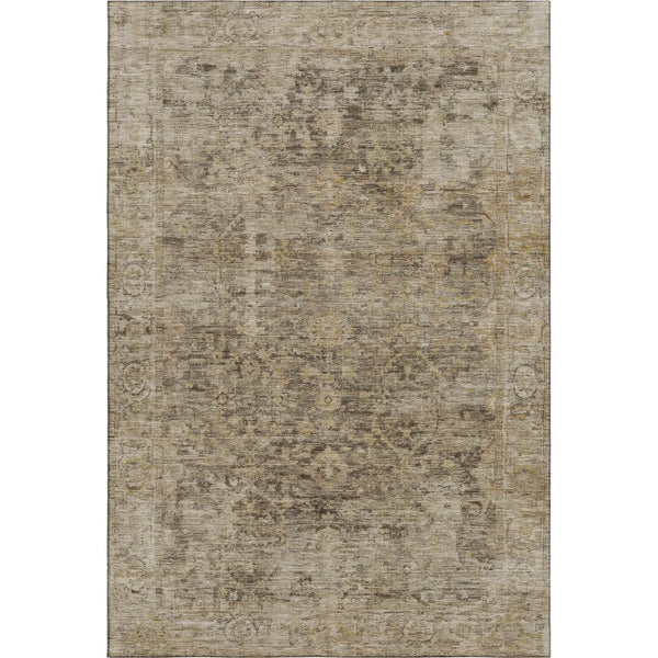 HomeRoots 5' X 8' Brown and Beige Oriental Area Rug – Durable, Washable, UV-Protected for Busy Homes & Families 700927