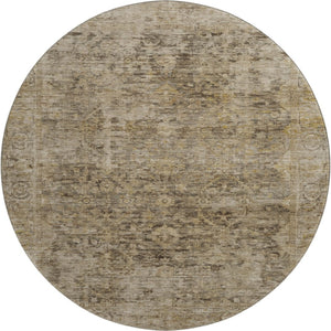 HomeRoots 8' Brown and Beige Oriental Round Rug - Washable, UV Protected, Non-Slip, Perfect for Busy Homes! 700928
