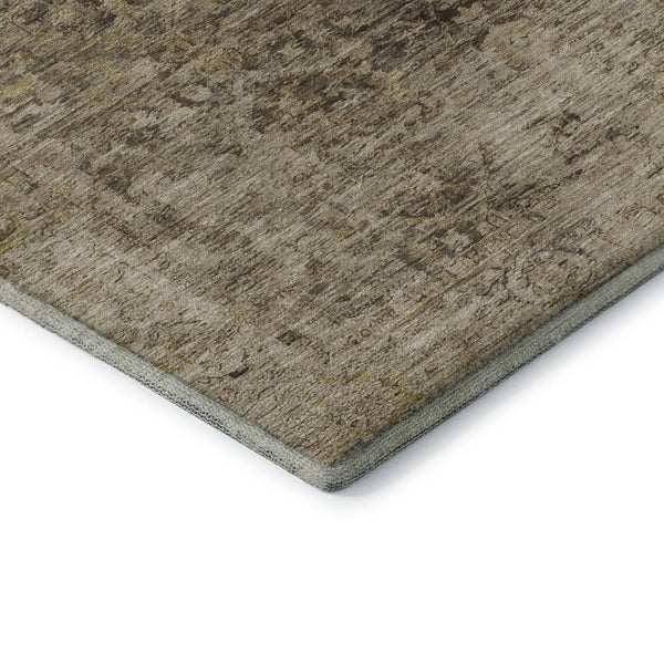 HomeRoots 8' Brown and Beige Oriental Round Rug - Washable, UV Protected, Non-Slip, Perfect for Busy Homes! 700928
