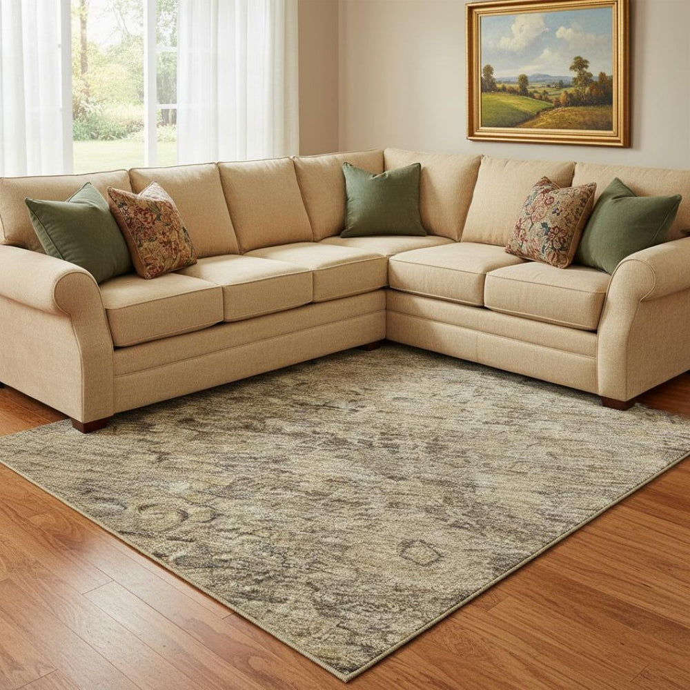 HomeRoots 8' X 10' Brown and Beige Oriental Area Rug - Stylish, Washable, UV Protected, and Stain Resistant! 700929