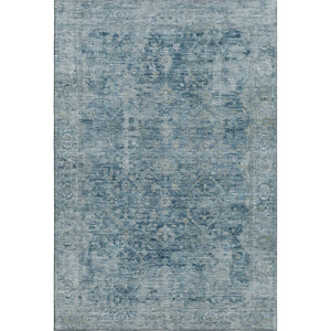 HomeRoots 5' Blue and Gray Oriental Washable Area Rug - Durable, UV Protected, Stylish for Every Room! 700933