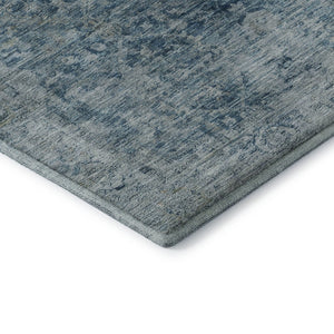 HomeRoots 8' Blue and Gray Oriental Washable Round Rug – Stylish, Durable, Stain-Resistant with UV Protection 700934