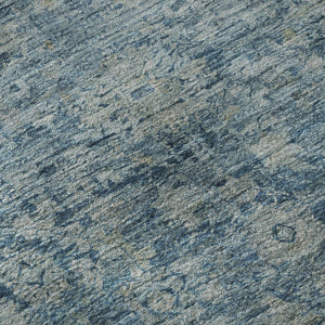 HomeRoots 8' Blue and Gray Oriental Washable Round Rug – Stylish, Durable, Stain-Resistant with UV Protection 700934