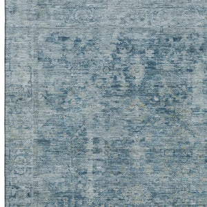 HomeRoots 9' X 12' Blue and Gray Oriental Area Rug - Washable, UV Protected, Stain Resistant for Family Spaces 700936