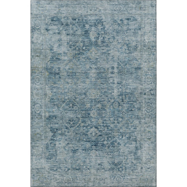HomeRoots 10' Blue and Gray Oriental Washable Area Rug - UV Protected, Durable, Stain-Resistant for Families 700937