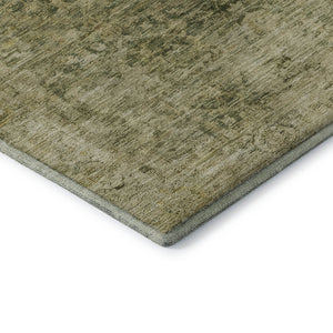 HomeRoots 8' Elegant Green and Gold Oriental Washable Round Rug - Stain-Resistant with UV Protection! 700940