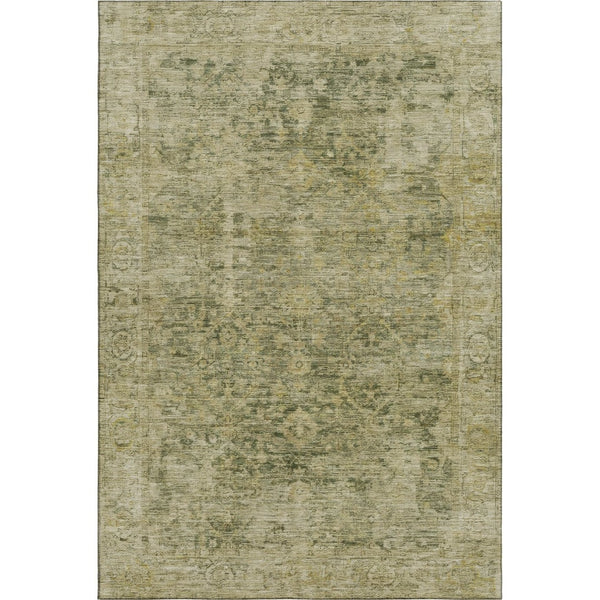 HomeRoots 9' X 12' Elegant Green and Gold Oriental Area Rug – Stain Resistant, UV Protected, Easy Care Design 700942
