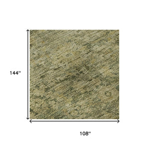 HomeRoots 9' X 12' Elegant Green and Gold Oriental Area Rug – Stain Resistant, UV Protected, Easy Care Design 700942