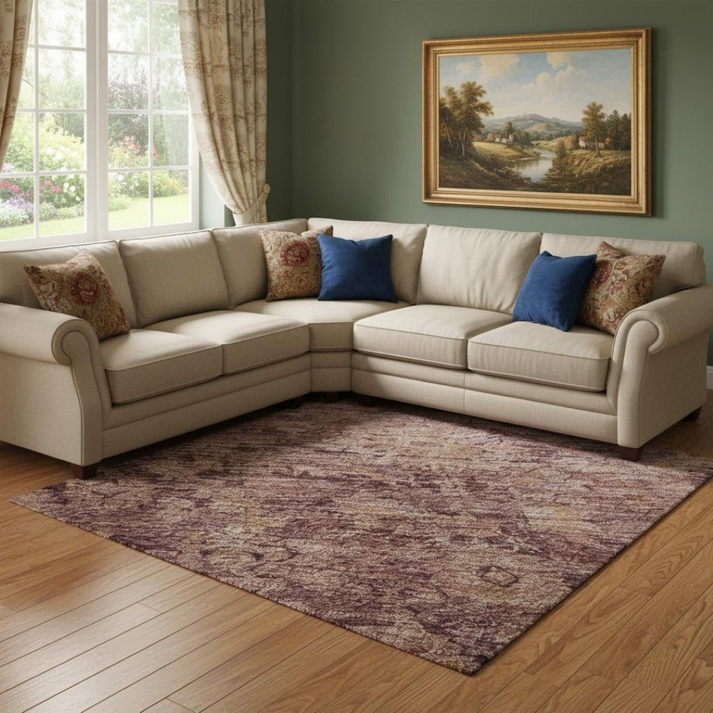 HomeRoots 8' X 10' Merlot and Pink Oriental Area Rug - Washable, Stain Resistant, UV Protected, Non-Slip Design 700947