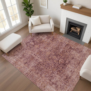 HomeRoots 10' X 14' Merlot & Pink Oriental Area Rug - Durable, Washable, UV Protected for Busy Homes & Style 700949