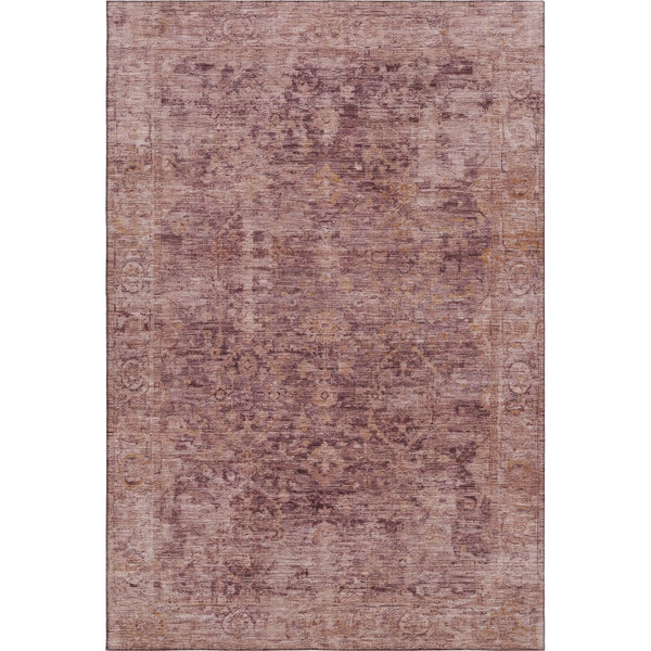 HomeRoots 10' X 14' Merlot & Pink Oriental Area Rug - Durable, Washable, UV Protected for Busy Homes & Style 700949