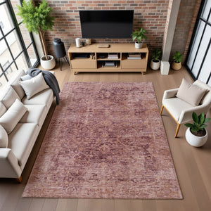 HomeRoots 10' X 14' Merlot & Pink Oriental Area Rug - Durable, Washable, UV Protected for Busy Homes & Style 700949