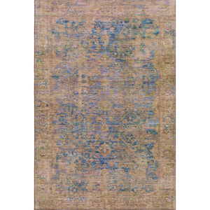 HomeRoots 10' X 14' Navy Blue and Gold Oriental Area Rug - Washable, UV-Protected, Stain-Resistant Elegance! 700955
