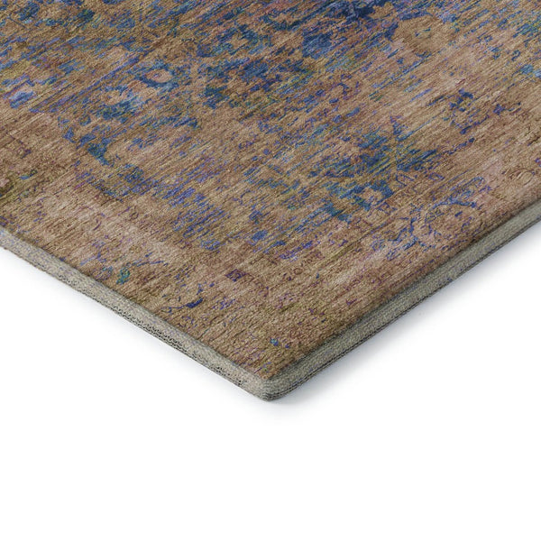 HomeRoots 10' X 14' Navy Blue and Gold Oriental Area Rug - Washable, UV-Protected, Stain-Resistant Elegance! 700955