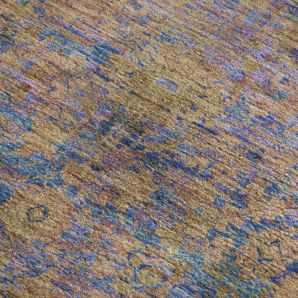 HomeRoots 10' X 14' Navy Blue and Gold Oriental Area Rug - Washable, UV-Protected, Stain-Resistant Elegance! 700955