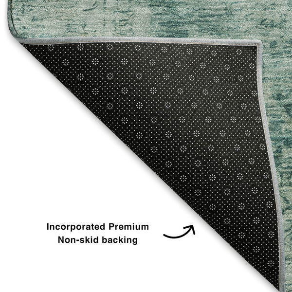 HomeRoots 8' X 10' Teal & Beige Oriental Area Rug - Washable, UV Protected, Stylish & Stain Resistant Design! 700959