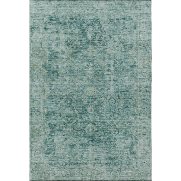 HomeRoots 8' X 10' Teal & Beige Oriental Area Rug - Washable, UV Protected, Stylish & Stain Resistant Design! 700959