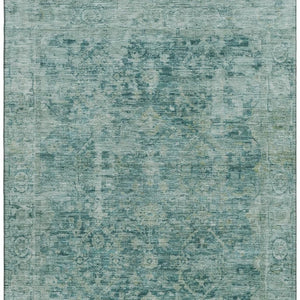 HomeRoots 10' X 14' Teal and Beige Oriental Area Rug – Stain Resistant, UV Protected, Perfect for Active Homes! 700961