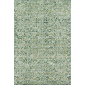 HomeRoots 5' Artichoke Green & Teal Oriental Area Rug - Washable, Stain-Resistant, UV Protected for Homes 700963