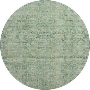 HomeRoots 8' Artichoke Green & Teal Oriental Rug - Washable, Stain-Resistant, UV Protected for Busy Homes 700964