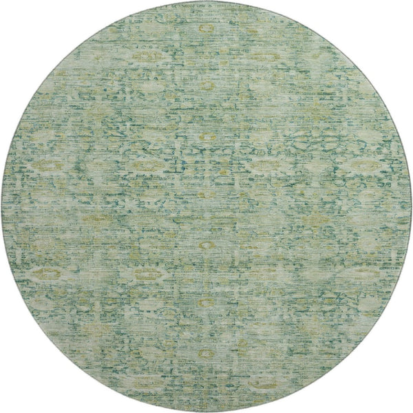 HomeRoots 8' Artichoke Green & Teal Oriental Rug - Washable, Stain-Resistant, UV Protected for Busy Homes 700964