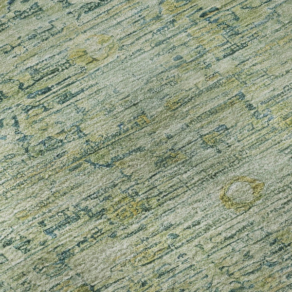 HomeRoots 8' Artichoke Green & Teal Oriental Rug - Washable, Stain-Resistant, UV Protected for Busy Homes 700964