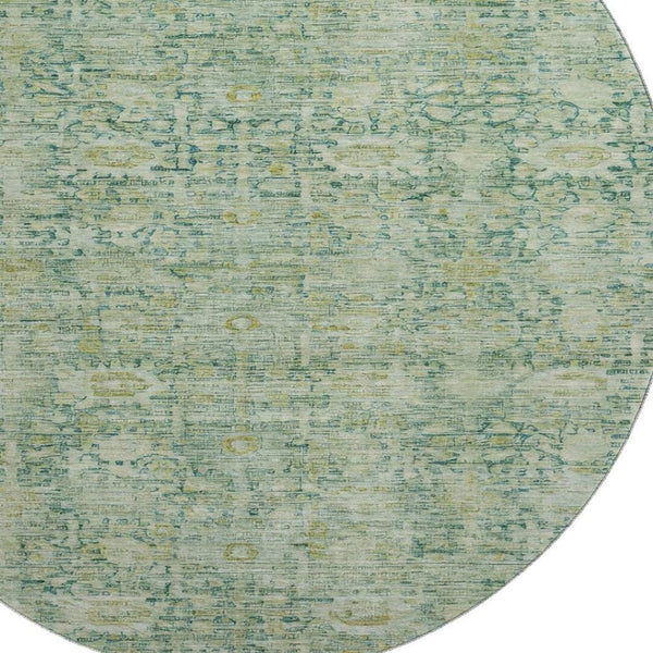 HomeRoots 8' Artichoke Green & Teal Oriental Rug - Washable, Stain-Resistant, UV Protected for Busy Homes 700964