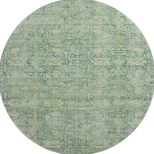 HomeRoots 8' Artichoke Green & Teal Oriental Rug - Washable, Stain-Resistant, UV Protected for Busy Homes 700964