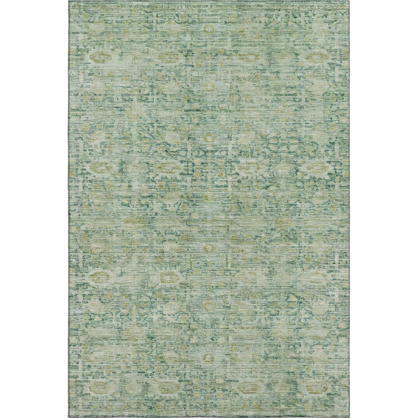 HomeRoots 10' Artichoke Green & Teal Oriental Washable Area Rug – UV Protected, Stain-Resistant, Stylish Durability 700967