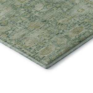 HomeRoots 10' Artichoke Green & Teal Oriental Washable Area Rug – UV Protected, Stain-Resistant, Stylish Durability 700967