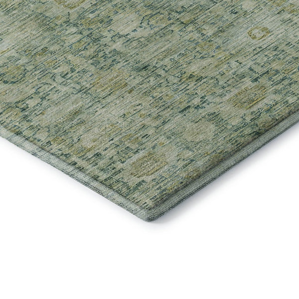 HomeRoots 10' Artichoke Green & Teal Oriental Washable Area Rug – UV Protected, Stain-Resistant, Stylish Durability 700967