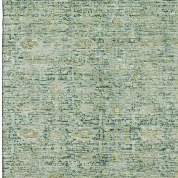 HomeRoots 10' Artichoke Green & Teal Oriental Washable Area Rug – UV Protected, Stain-Resistant, Stylish Durability 700967