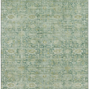 HomeRoots 10' Artichoke Green & Teal Oriental Washable Area Rug – UV Protected, Stain-Resistant, Stylish Durability 700967