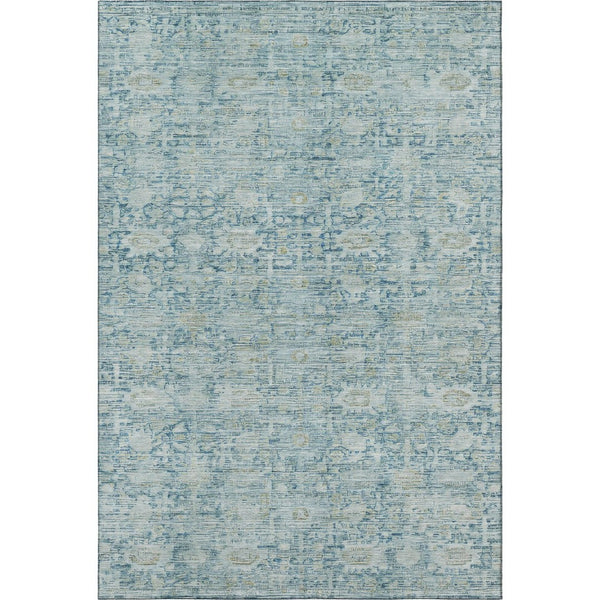 HomeRoots 5' X 8' Elegant Blue and Ivory Oriental Washable Area Rug with UV Protection for Busy Homes 700969