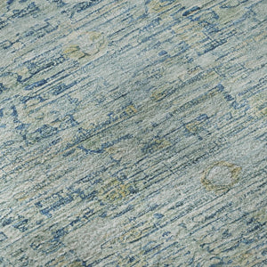 HomeRoots 8' Blue And Ivory Oriental Round Rug - Washable, UV-Protected, Durable Design for Everyday Living 700970