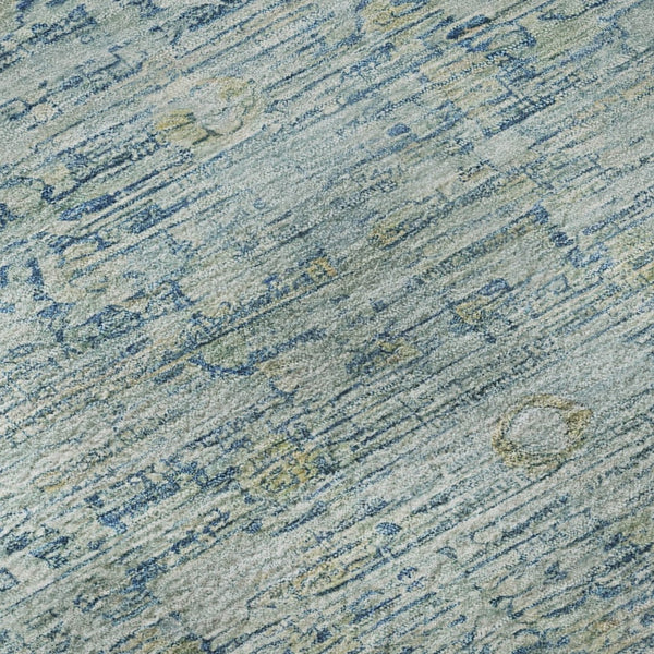 HomeRoots 8' Blue And Ivory Oriental Round Rug - Washable, UV-Protected, Durable Design for Everyday Living 700970