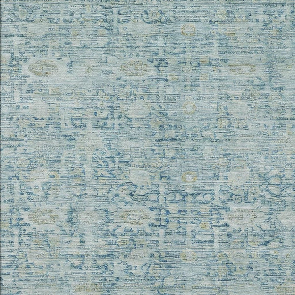 HomeRoots 10' Blue and Ivory Oriental Area Rug - Washable, UV Protected, and Stain Resistant for Busy Homes 700973