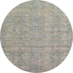 HomeRoots 8' Coral and Copper Oriental Round Rug - Washable, Stain-Resistant, UV-Protected for Busy Homes 700976